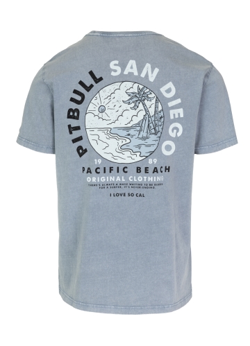 PitBull West Coast - pánské triko PLANET SURF washed světle modré