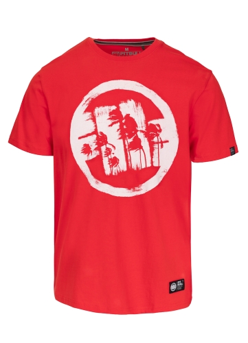 PitBull West Coast – pánske tričko LOGO PALMS červené