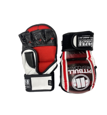 Rukavice MMA P.B.W.C. Logo kožené biele (2)