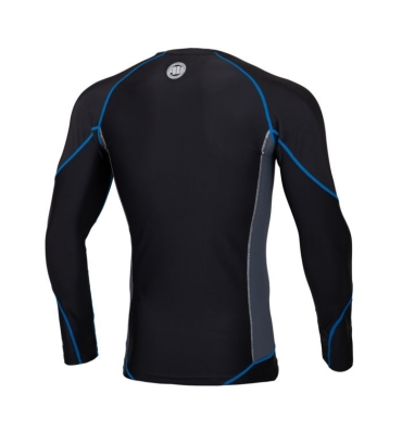 PitBull West Coast - pánsky rashguard L.S. COMPRESSION čierno/modrý (1)