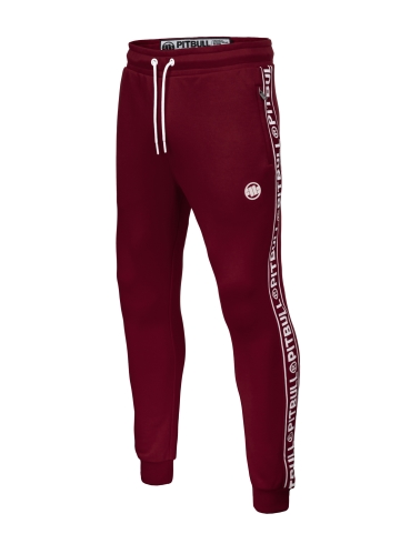 PitBull West Coast - pánske tepláky TAPE LOGO burgundy