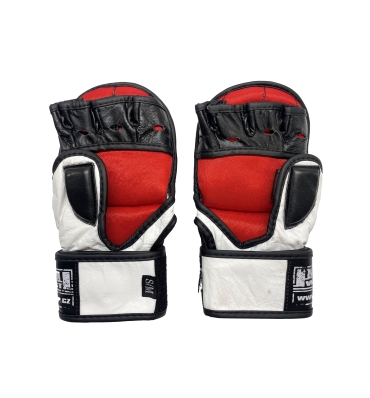 Rukavice MMA P.B.W.C. Logo kožené biele (1)