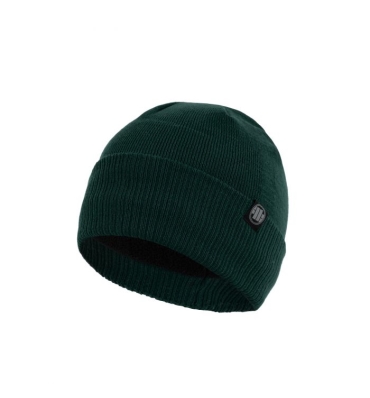 PitBull West Coast - zimná pletená čiapka SMALL LOGO tmavozelená