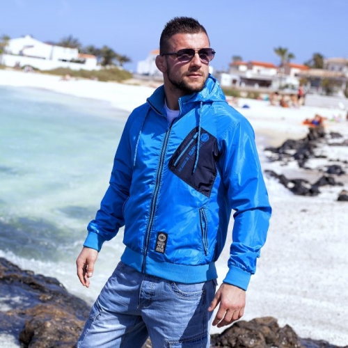 PitBull West Coast - pánska bunda COLLWOOD v kráľovskej modrej farbe