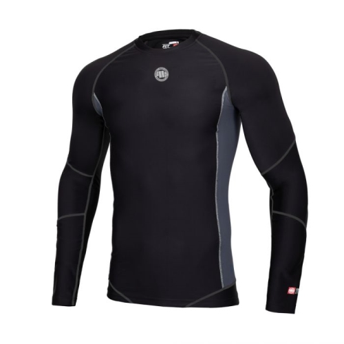 PitBull West Coast - Pánsky rashguard L.S. SMALL LOGO REFLECTIVE čierny