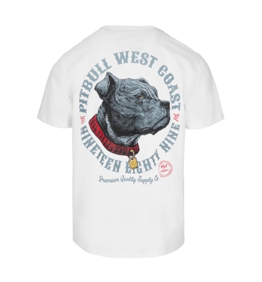 PitBull West Coast - pánské triko STRENGHT RESPECT bílé (1)