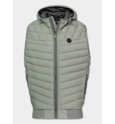 PitBull West Coast - pánska zimná vesta NAYLOR S KAPUCŇOU šedozelená