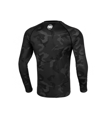PitBull West Coast - pánský LS rashguard NET CAMO HILLTOP 2 all black camo (1)