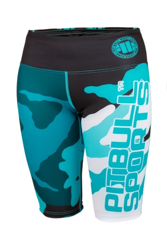PitBull West Coast - dámske 1/2 kompresné fitness legíny CAMO 2 modré