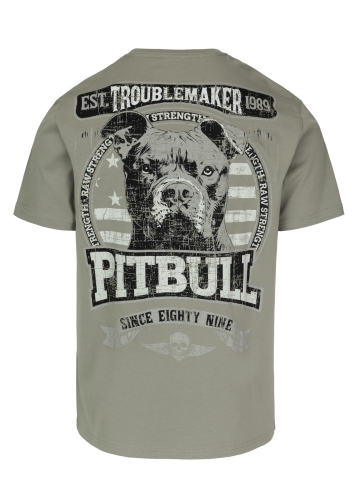 PitBull West Coast - pánske tričko TROUBLEMAKER šedozelené