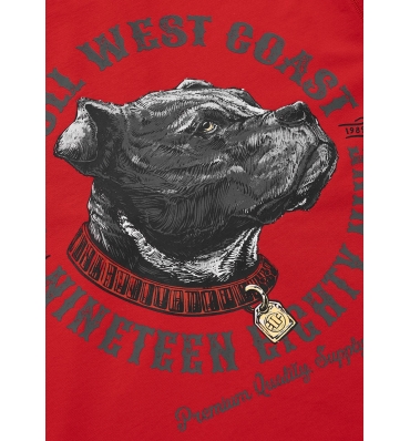 PitBull West Coast - pánská KP mikina STRENGHT & RESPECT červená (4)