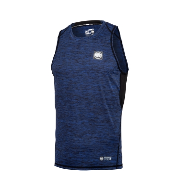 PitBull West Coast - pánsky Tank Top Performance SMALL LOGO modré melírovanie