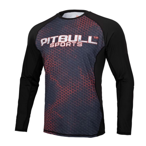 PitBull West Coast - Pánsky rashguard s dlhým rukávom Mesh Performance IRON LOGO