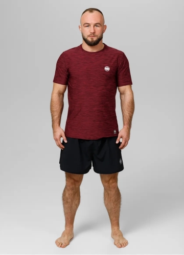 PitBull West Coast - pánské triko casual sport SMALL LOGO burgundy melír