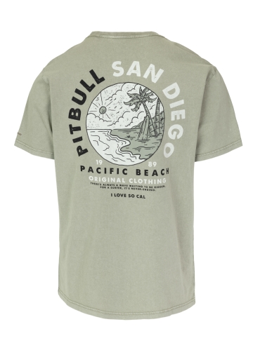 PitBull West Coast - pánske tričko PLANET SURF washed béžové