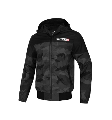PitBull West Coast - pánska bunda HORIZON WINDBREAKER celá čierna kamufláž