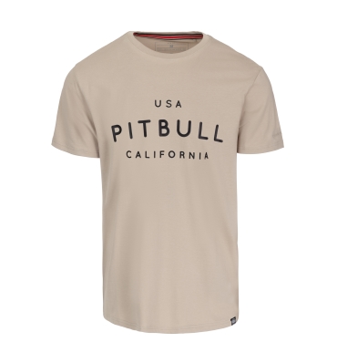 PitBull West Coast - pánské triko slim fit  USA CAL béžové