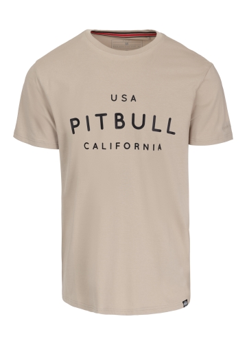 PitBull West Coast - pánské triko slim fit  USA CAL béžové