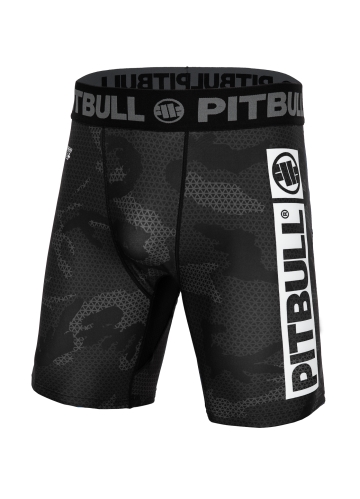 PitBull West Coast - pánske kompresné šortky NET CAMO HILLTOP 2 all black camo