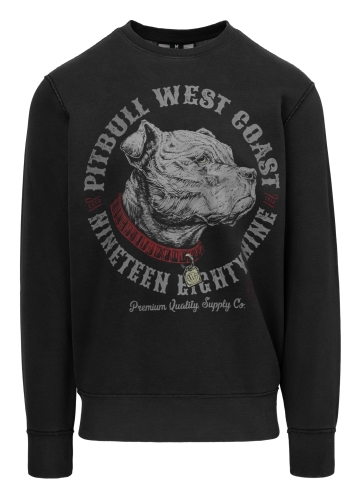 PitBull West Coast - pánska mikina STRENGHT & RESPECT washed grafitová