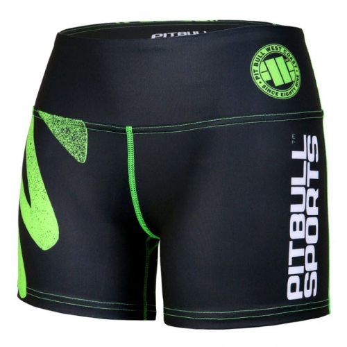 PitBull West Coast - dámske kompresné fitness šortky PB ZIG ZAG zelené (3)