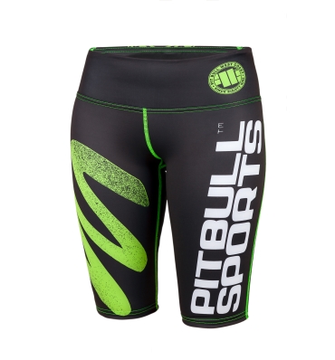 PitBull West Coast - dámske 1/2  kompresné legíny ZIGZAG zelené