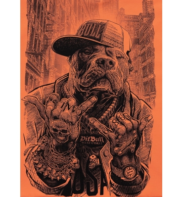 PitBull West Coast - pánská mikina USA oranžová (4)