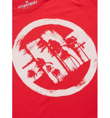 PitBull West Coast - pánské triko LOGO PALMS červené (2)