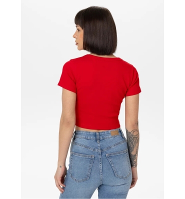 PitBull West Coast - dámske skrátené tričko, červené (1)