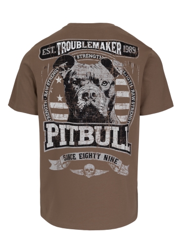 PitBull West Coast - pánské triko TROUBLEMAKER hnědé