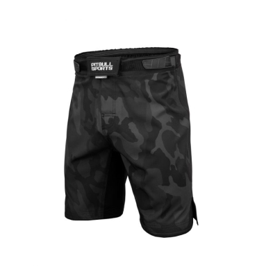 PitBull West Coast - Pánske grapplingové šortky ALL BLACK CAMO čierne