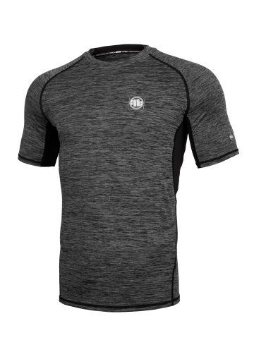 PitBull West Coast - pánsky rashguard Performance SMALL LOGO šedé melírovanie